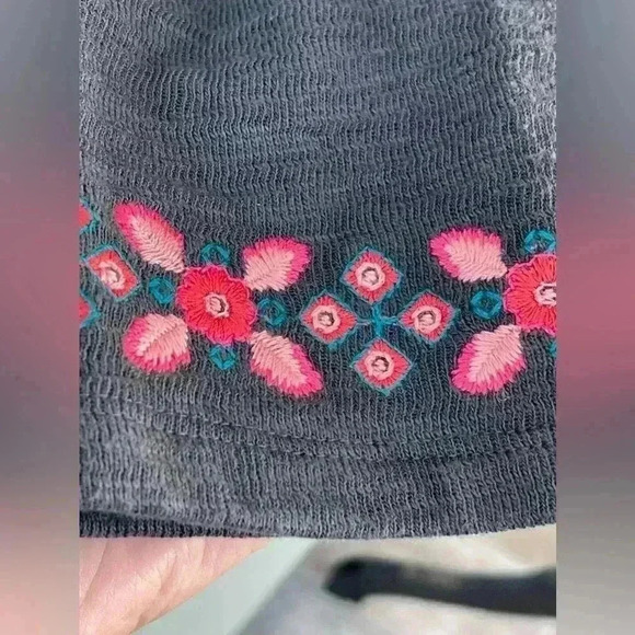 J Jill Med open style embroidered duster sweater jacket dark, gray, beautiful - Picture 5 of 9